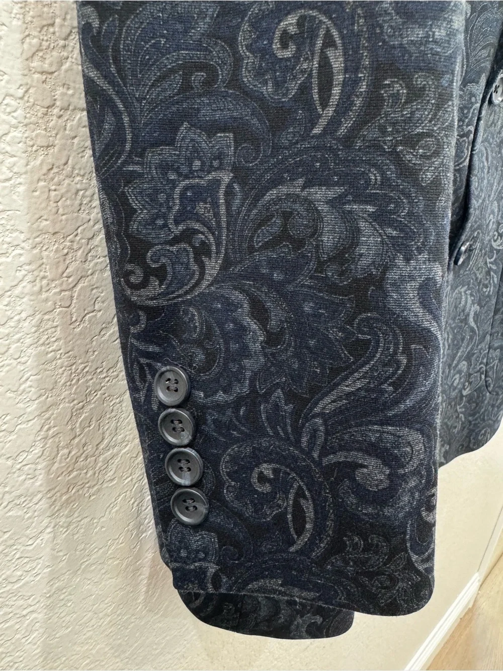 U.S. Polo Assn. Men’s 40R Paisley Knit Sport Coat Blazer Blue Stretch 2 Button